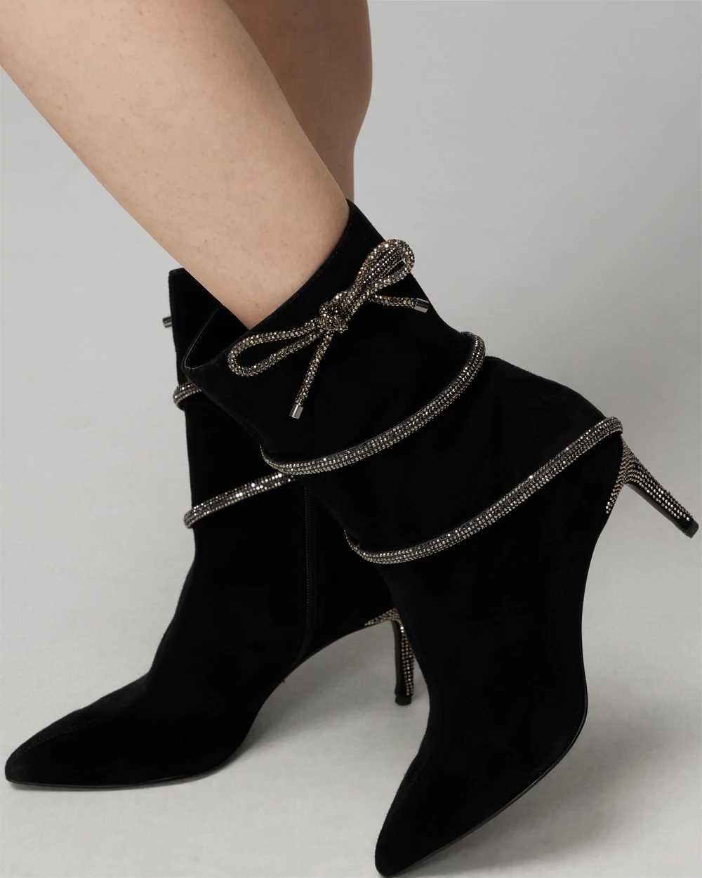 Crystal Bow Heel Bootie
